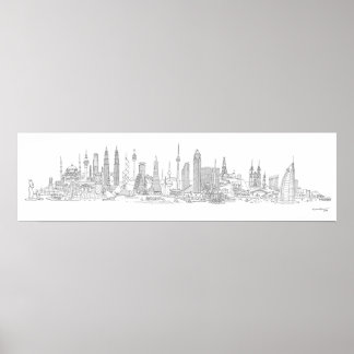 Skyline der Welt (schwarz + weiß) Poster