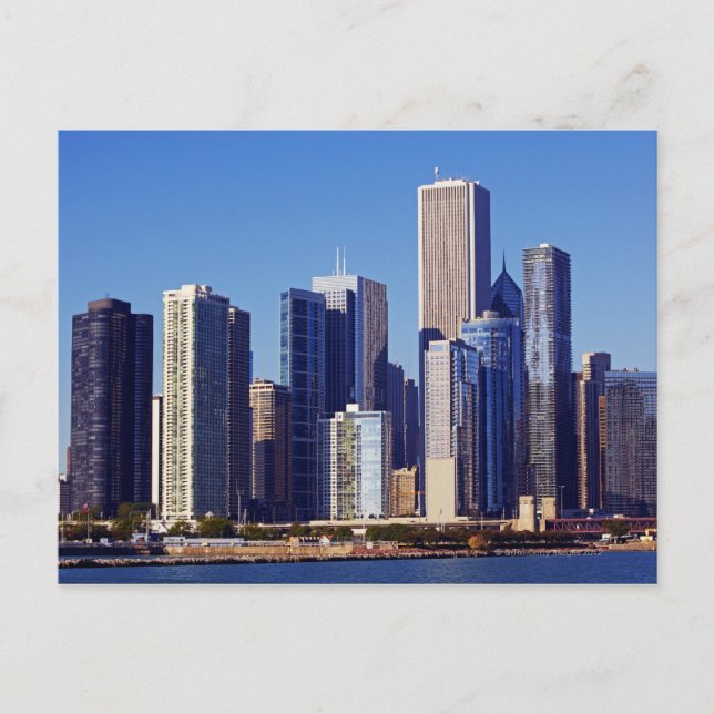 Skyline der Wolkenkratzer im Zentrum von Chicago Postkarte (Vorderseite)