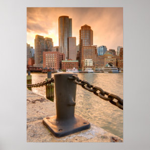 Skyline des Finanzbezirkes von Boston Poster