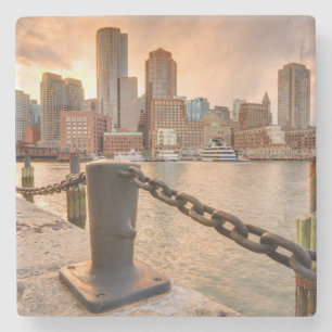 Skyline des Finanzbezirkes von Boston Steinuntersetzer