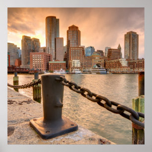 Skyline des Finanzviertels von Boston Poster