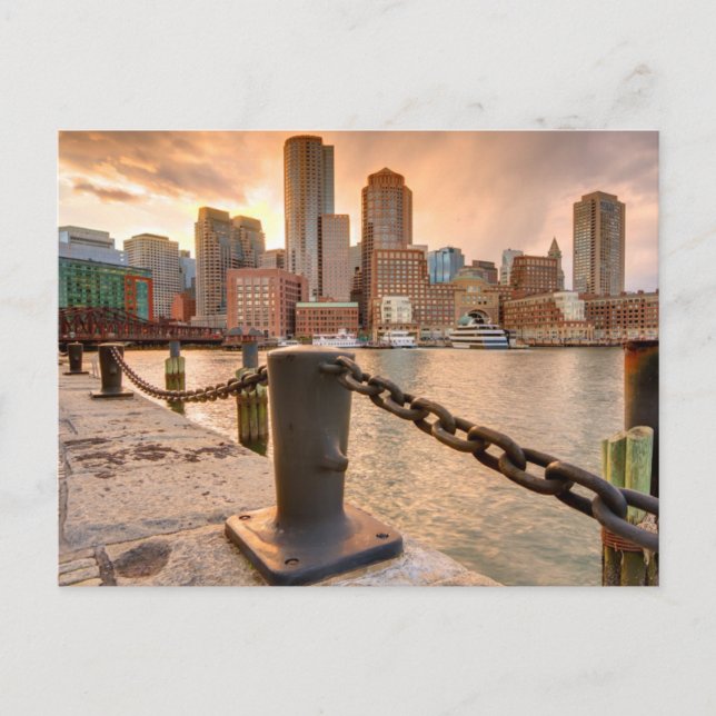 Skyline des Finanzviertels von Boston Postkarte (Vorderseite)