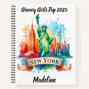Skyline des NYC mit der Freiheitsstatue Notizbuch