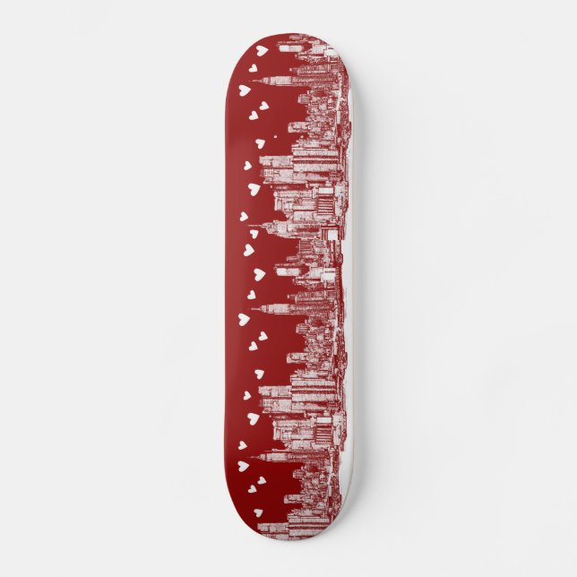 Skyline des Valentinsgrußes NYC Skateboard (Vorderseite)