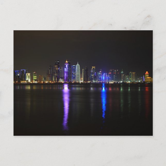 Skyline Doha, Qatar, carte postale de nuit (Devant)