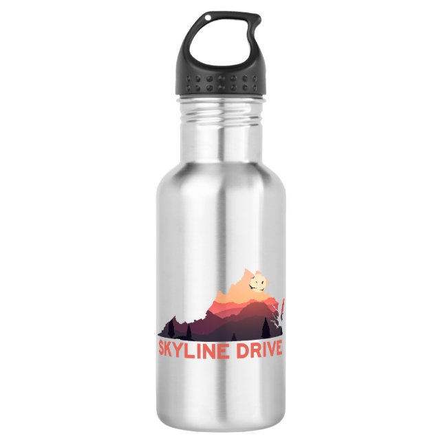 Skyline Drive Shenandoah Virginia Karte Edelstahlflasche (Vorderseite)