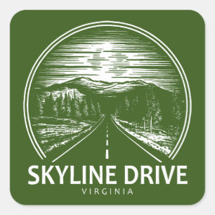 Skyline Drive Virginia Forest Quadratischer Aufkleber