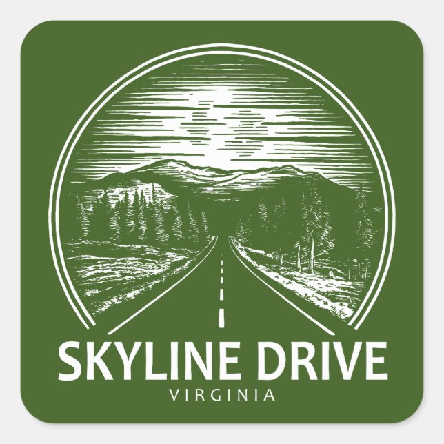 Skyline Drive Virginia Forest Quadratischer Aufkleber (Vorderseite)