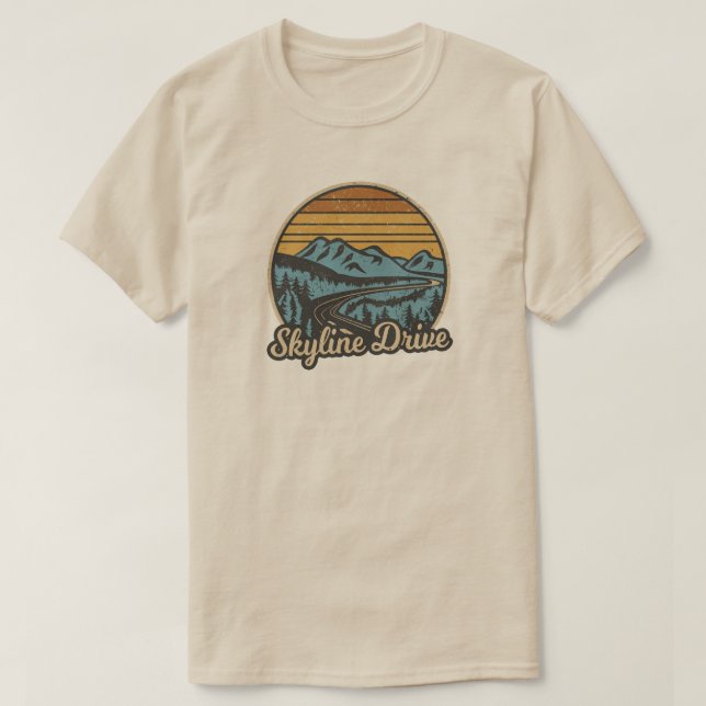 Skyline Drive Virginia Retro T-Shirt (Design vorne)