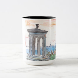 Skyline Edinburghs Schottland an der Dämmerung Zweifarbige Tasse