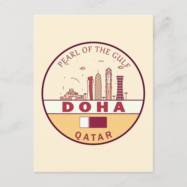 Skyline-Emblem in Doha-Katar Postkarte (Vorderseite)