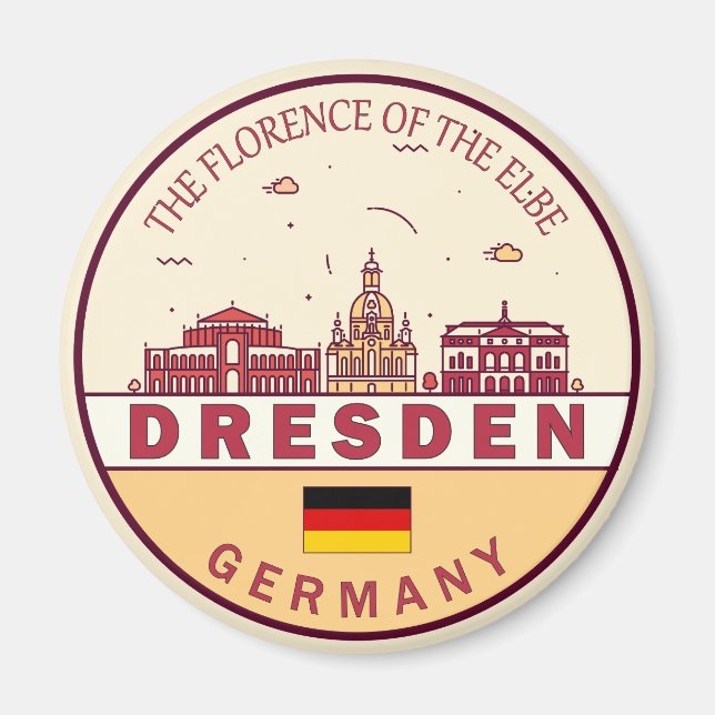 Skyline-Emblem in Dresden Magnet (Vorne)