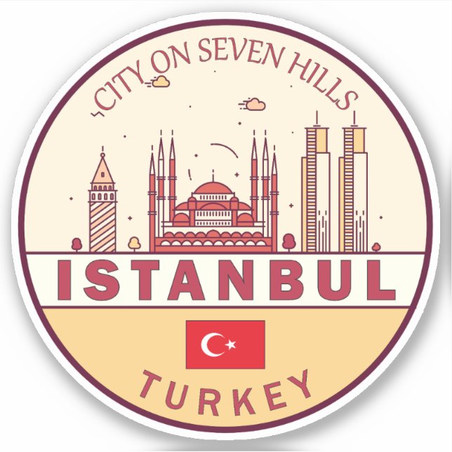 Skyline-Emblem in Istanbul, Türkei Aufkleber (Vorderseite)