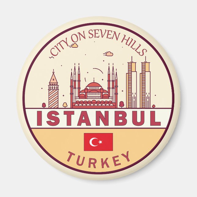 Skyline-Emblem in Istanbul, Türkei Magnet (Vorne)