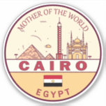 Skyline-Emblem in Kairo Ägypten Aufkleber<br><div class="desc">Kairo minimalistisches,  farbenfrohes Kunstdesign mit Denkmälern und Sehenswürdigkeiten der Stadt in Ägypten.</div>