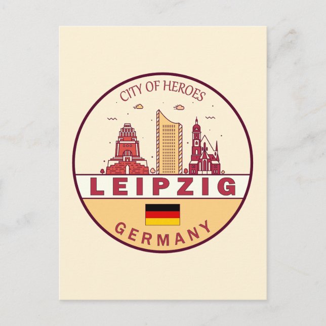 Skyline-Emblem in Leipzig Postkarte (Vorderseite)