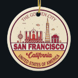 Skyline Emblem in San Francisco, Kalifornien Keramik Ornament<br><div class="desc">San Francisco minimalistisches,  farbenfrohes Kunstdesign mit Denkmälern und Sehenswürdigkeiten der Stadt in Kalifornien.</div>