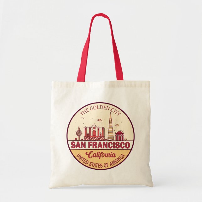 Skyline Emblem in San Francisco, Kalifornien Tragetasche (Vorne)