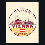 Skyline-Emblem in Wien Poster<br><div class="desc">Wien minimalistisches,  farbenfrohes Kunstdesign mit Denkmälern und Sehenswürdigkeiten der Stadt in Österreich.</div>