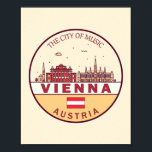 Skyline-Emblem in Wien Poster<br><div class="desc">Wien minimalistisches,  farbenfrohes Kunstdesign mit Denkmälern und Sehenswürdigkeiten der Stadt in Österreich.</div>