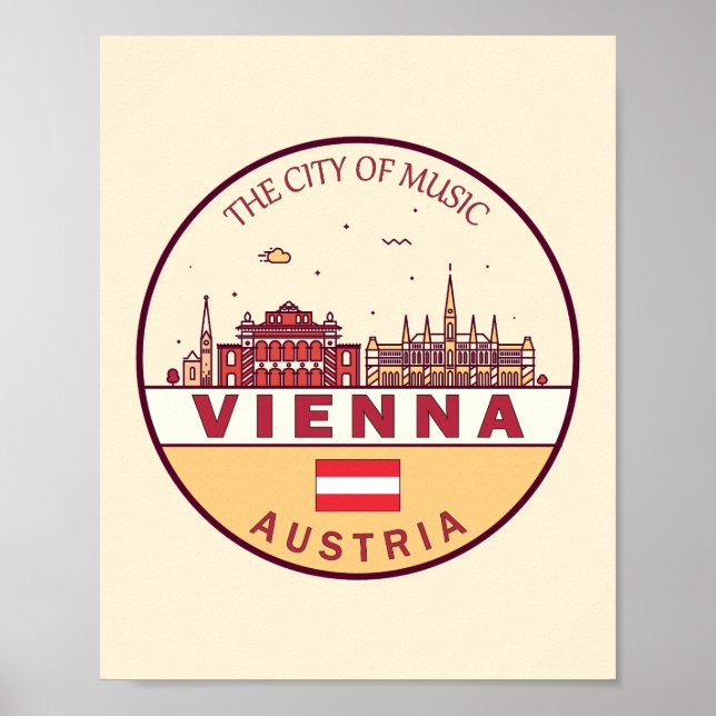 Skyline-Emblem in Wien Poster (Vorne)