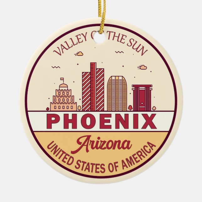 Skyline-Emblem Phoenix Arizona City Keramik Ornament (Vorne)