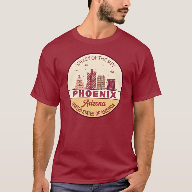 Skyline-Emblem Phoenix Arizona City T-Shirt (Vorderseite)