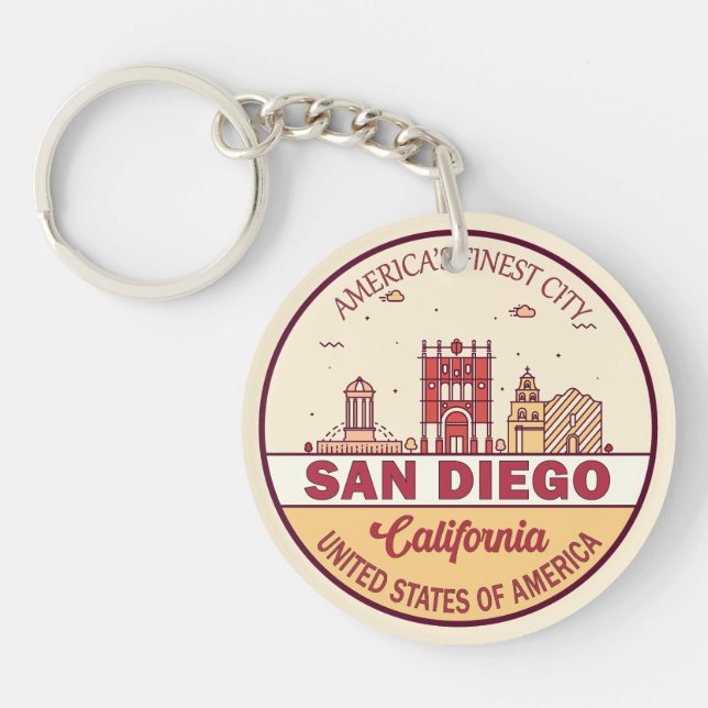 Skyline Emblem San Diego California Schlüsselanhänger (Vorderseite)