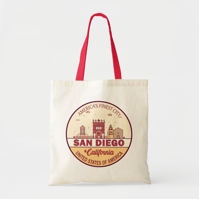 Skyline Emblem San Diego California Tragetasche (Vorne)