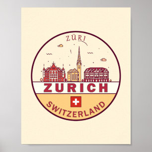 Skyline-Emblem Zürich Schweiz Poster
