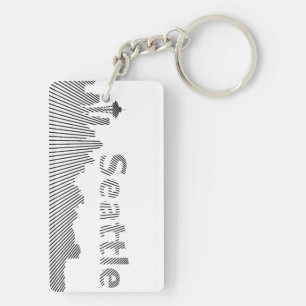 Skyline-Grafik von Seattle in Schwarzweiß Schlüsselanhänger