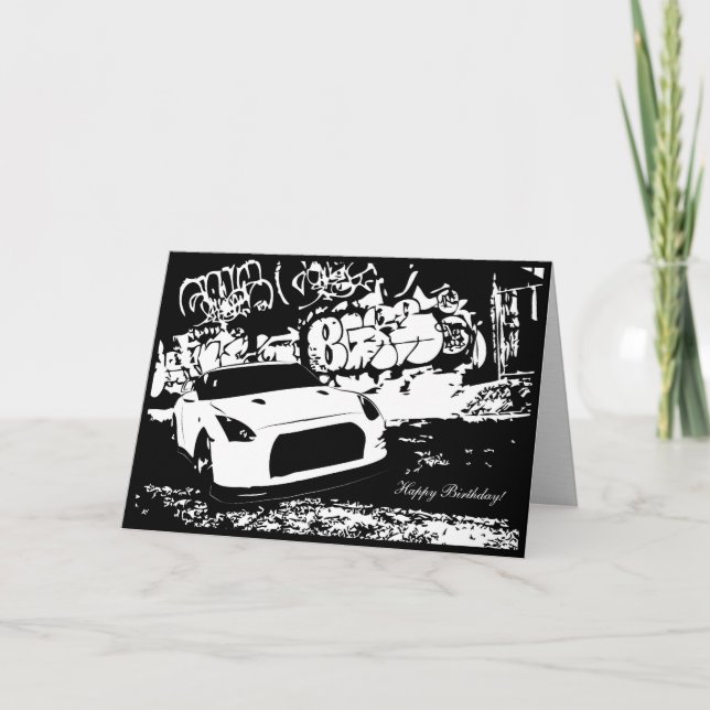 Skyline GTR avec Graffiti CarThème carte d'anniver (Devant)