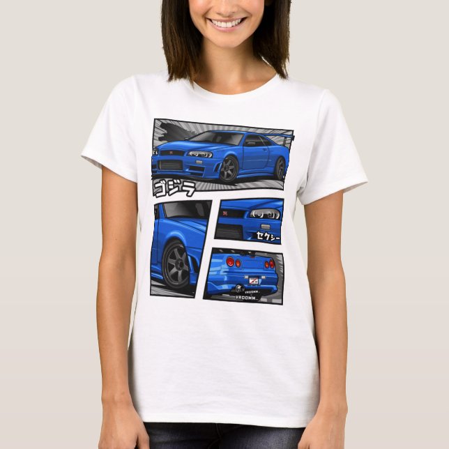 Skyline Gtr R34 Manga Lovers T-ShirtGTR R-34 Manga T-Shirt (Vorderseite)