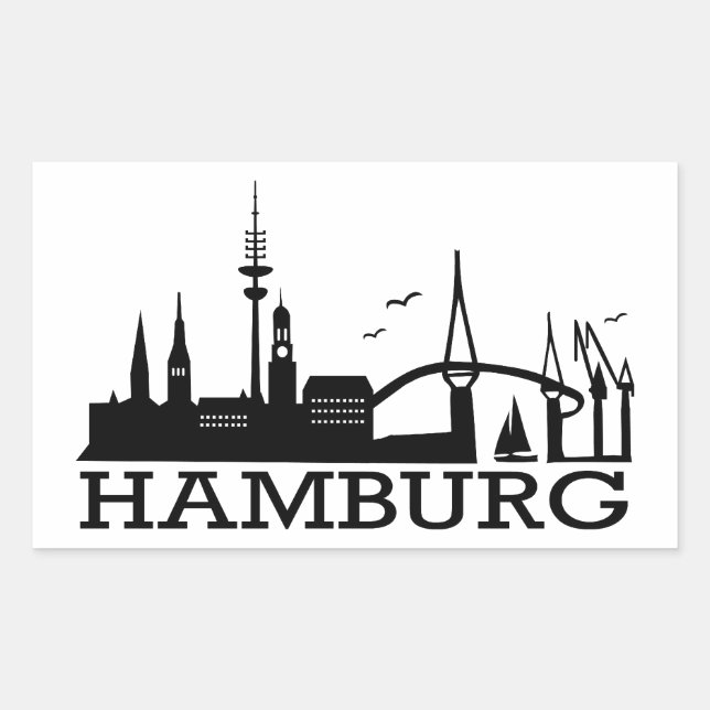 Skyline Hamburg Rechteckiger Aufkleber (Vorderseite)