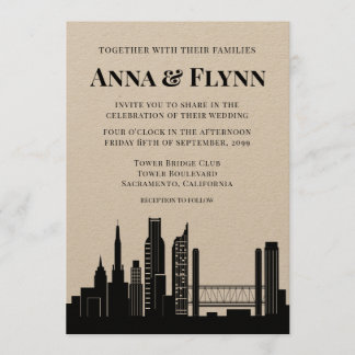 Skyline-Hochzeit von Sacramento California Einladung