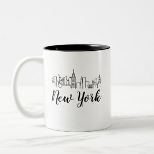 Skyline-Illustration in New York Zweifarbige Tasse