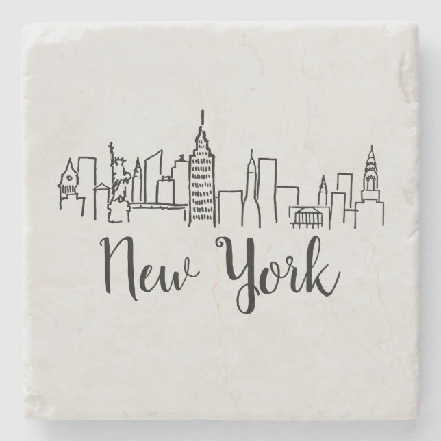 Skyline Illustration Untersetzer von New York City (Vorderseite)