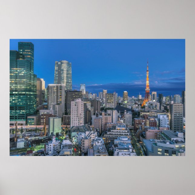 Skyline in der Dämmerung Poster (Vorne)