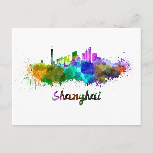 Skyline in Shanghai Postkarte (Vorderseite)