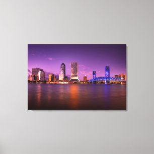 Skyline Jacksonvilles Florida nachts Leinwanddruck