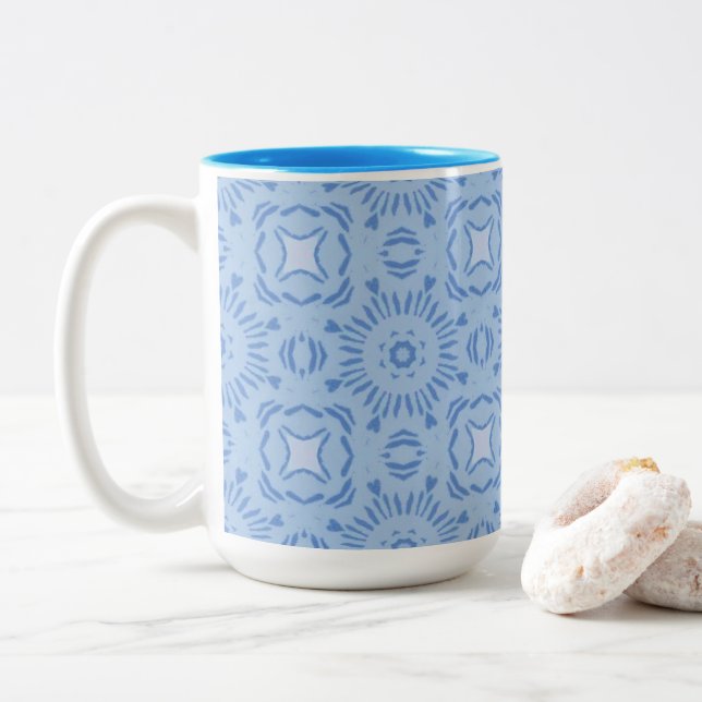 Skyline-Konstellation Zweifarbige Tasse (Mit Donut)