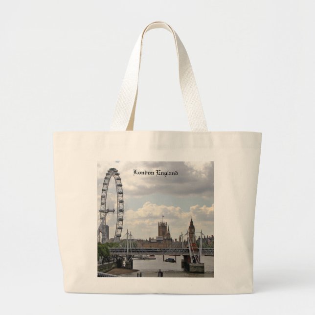 Skyline Londons England, Big Ben, London-Auge, Jumbo Stoffbeutel (Vorne)