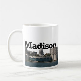 Skyline Madisons Wisconsin mit Madison im Himmel Kaffeetasse
