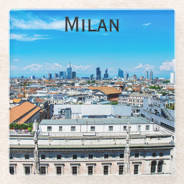 Skyline Mailands in Italien Glasuntersetzer (Vorderseite)