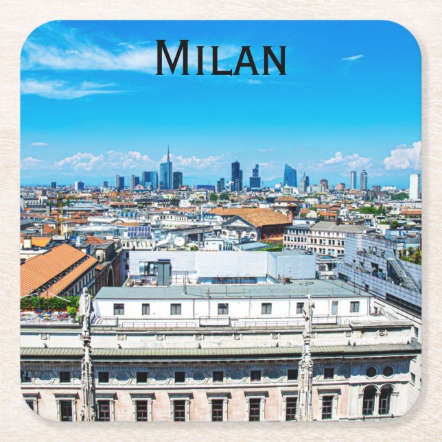 Skyline Mailands in Italien Rechteckiger Pappuntersetzer (Vorderseite)