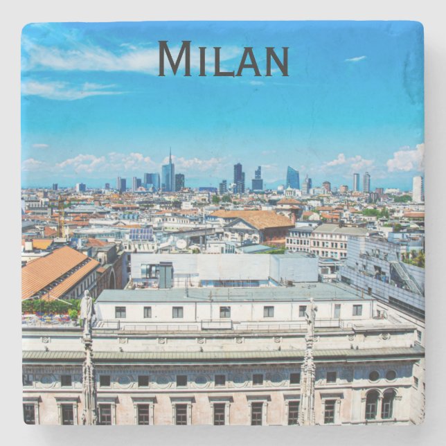 Skyline Mailands in Italien Steinuntersetzer (Vorderseite)