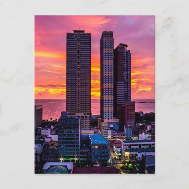 Skyline Manilas Philippinen Postkarte (Vorderseite)