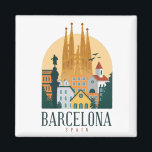 Skyline Metal Magnet<br><div class="desc">Atemberaubendes und einzigartiges Barcelona Spanien Skyline Magnet mit den berühmten Sehenswürdigkeiten und Gebäude der spanischen Stadt. Ein großartiges Souvenirgeschenk für jeden Touristen,  Katalanen und jeden Liebsten. Kaufen Sie noch heute Ihren. Phantastische Barcelona Geschenkidee am Geburtstag oder Weihnachten.</div>