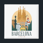 Skyline Metal Magnet<br><div class="desc">Atemberaubendes und einzigartiges Barcelona Spanien Skyline Magnet mit den berühmten Sehenswürdigkeiten und Gebäude der spanischen Stadt. Ein großartiges Souvenirgeschenk für jeden Touristen,  Katalanen und jeden Liebsten. Kaufen Sie noch heute Ihren. Phantastische Barcelona Geschenkidee am Geburtstag oder Weihnachten.</div>
