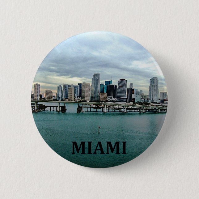 Skyline Miamis Florida Button (Vorderseite)
